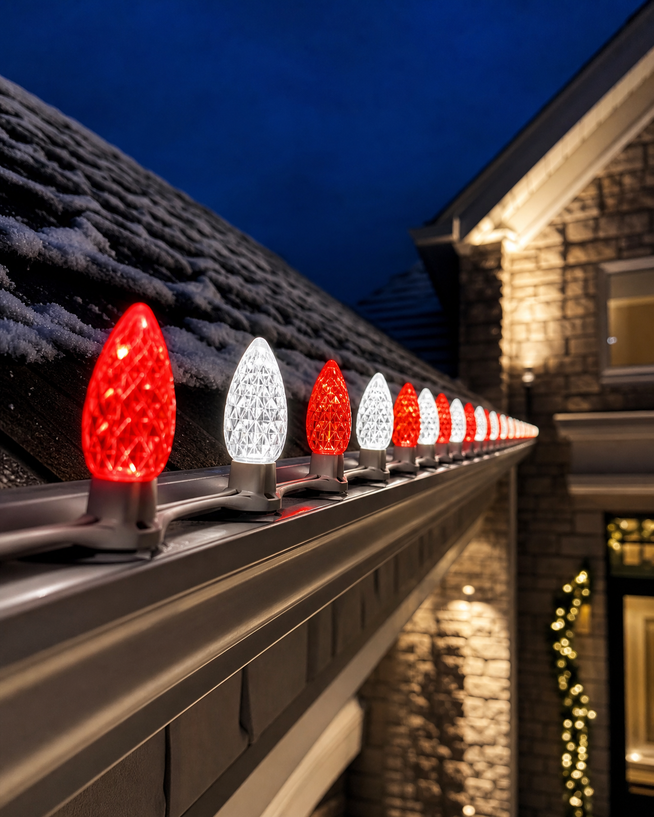 Red and white candy cane C9 lights